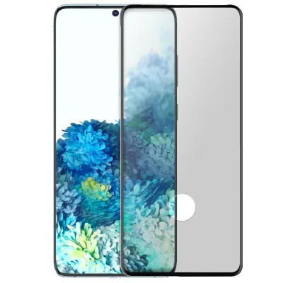 Samsung Galaxy S20 Plus 9H ukrivljena kaljena steklena folija s polnim oprijemom - prozoren crn obris