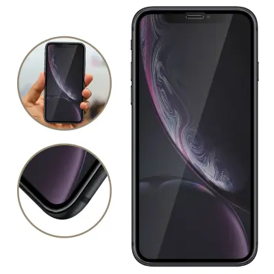 Zašcitna folija Ultra-resistant 9H kaljeno steklo in Anti-bubble - Transparent s crnim obrisom str. Apple iPhone XR