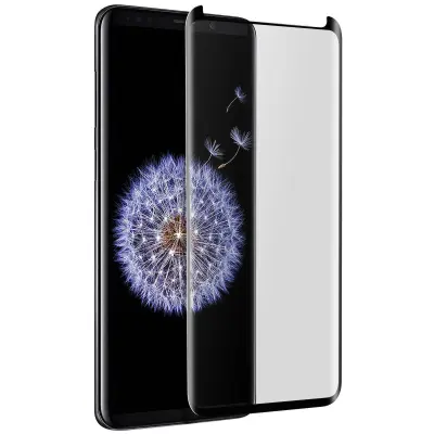 Galaxy S8 Plus / S9 Plus Full Adhesion Curved 9H kaljena steklena folija za zaslon - prozoren crn obris