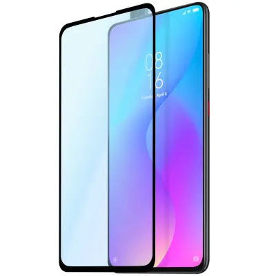 Film iz kaljenega stekla s poševnimi robovi - prozoren s crnim okvirjem str. Xiaomi Mi 9T