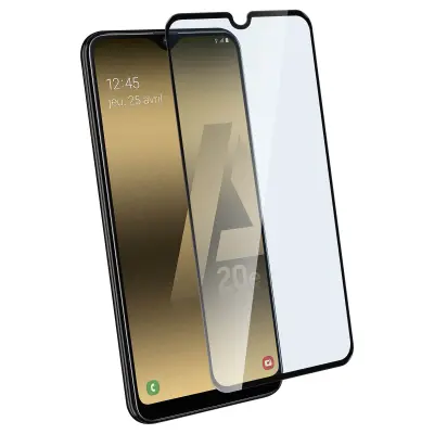 Zašcita zaslona iz kaljenega stekla 9H od roba do roba, odporna proti praskam in udarcem - prozorno crn obris str. Samsung Galaxy A20e