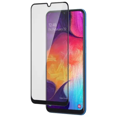 Zašcitno steklo iz poševnega kaljenega stekla, odporno na 9H in oleofobno - prozoren crn obris str. Samsung Galaxy A50