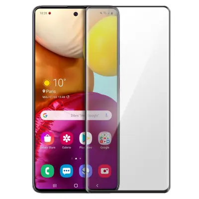 9H film za ekran iz poševnega kaljenega stekla, popolna oprijemljivost - prozoren crn obris str. Samsung Galaxy A71