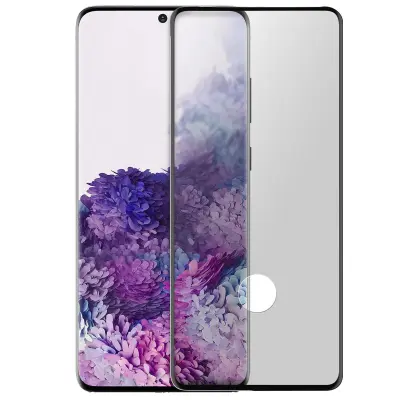 Folija za Samsung Galaxy S20 iz 9H ukrivljenega kaljenega stekla, popoln oprijem - prozoren crn obris