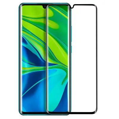 Film za ekran iz ukrivljenega kaljenega stekla 9H, poln oprijem - prozoren crn obris str. Xiaomi Mi Note 10 in Mi Note 10 Pro