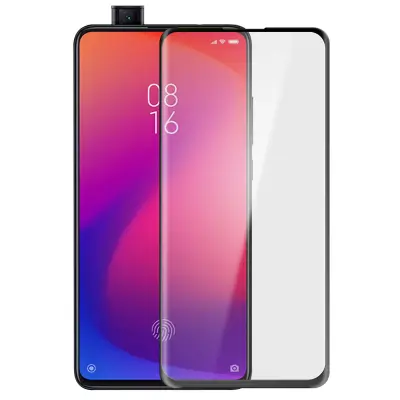 9H film za ekran iz poševnega kaljenega stekla, popolna oprijemljivost - prozoren crn obris str. Xiaomi Mi 9T