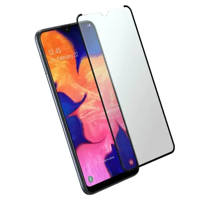 Zašcita zaslona iz kaljenega stekla 9H od roba do roba, odporna proti praskam in udarcem - prozorno crn obris str. Samsung Galaxy A10