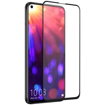 Poševna in izjemno odporna folija iz kaljenega stekla - prozorna s crnim obrisom str. Pogled Honor 20