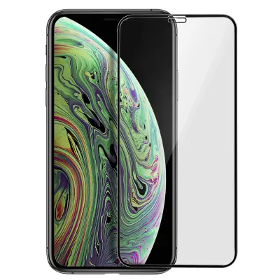 9H film za ekran iz poševnega kaljenega stekla, popoln oprijem - prozoren s crnim okvirjem str. Apple iPhone 11 Pro, X in XS