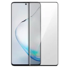 Samsung Galaxy Note 10 Lite kaljeno steklo s polno oprijemljivostjo, 9h poševna folija za zaslon - prozoren crn obris