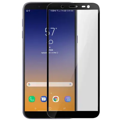 9H film za ekran iz poševnega kaljenega stekla, popoln oprijem - prozoren s crnim okvirjem str. Samsung Galaxy J6