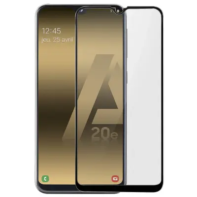 9H film za ekran iz poševnega kaljenega stekla, popoln oprijem - prozoren s crnim okvirjem str. Samsung Galaxy A20e