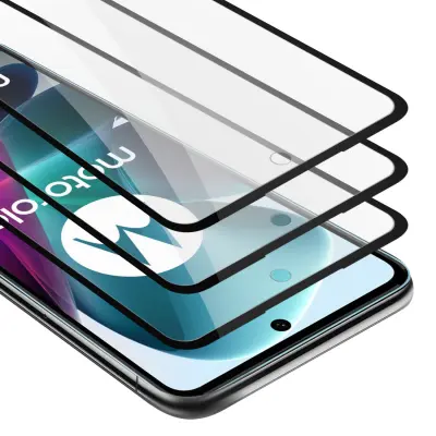 CADORABO združljiv z Motorolo - zaščitnim filmom v prozornici s črnim - 3 -paketnim kaljenim zaslonskim zaščitnim steklom v 9H trdoti s 3D dotikom