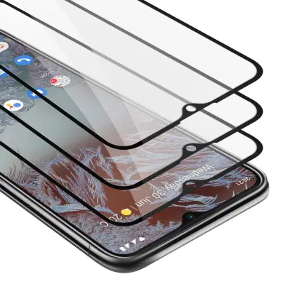 CADORABO združljiv z Nokia - zaščitnim filmom v prozornici s črnim - 3 -paketnim kaljenim zaslonskim zaščitnim steklom v 9H trdoti s 3D dotikom