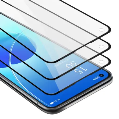 CADORABO združljiv z OPPO - zaščitnim filmom v prozornici s črnim - 3 -paketnim kaljenim zaslonskim zaščitnim steklom v 9H trdoti s 3D dotikom