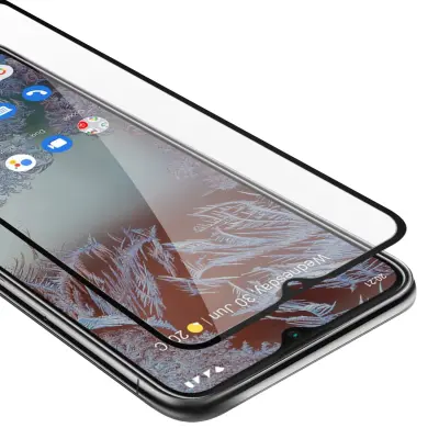 Oklepni film Cadorabo Full Screar, združljiv z Nokia - Zaščitnim filmom v prozornici s črno - kaljeno zaščitno steklo v 9H trdoti s 3D dotikom