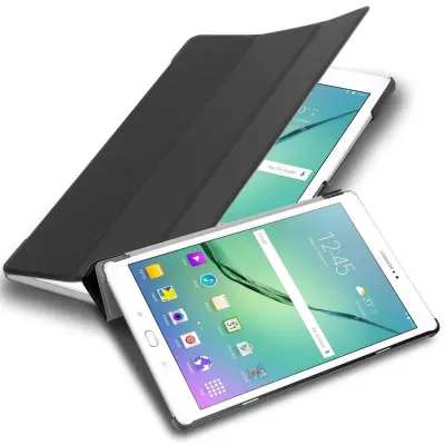 CADORABO združljiv s Samsungom v saten črni barvi - ultra tanek zaščitni pokrov z samodejno budnostjo in stojalo funkcijo