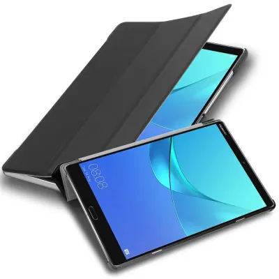 Ohišje tablete Cadorabo, združljiv s Huawei v satenasti črni barvi - ultra tanek zaščitni pokrov z samodejno budnostjo in stojalo funkcijo