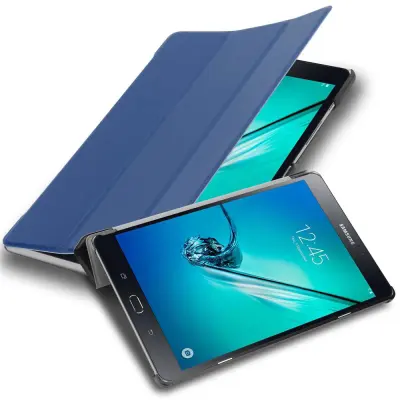 Ohišje tablete Cadorabo, združljiv s Samsungom v Jersey Temno modro - ultra tanek zaščitni pokrov z samodejno budnostjo in stojalo funkcijo