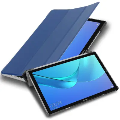 Ohišje tablete Cadorabo, združljiv s Huawei v Jersey Tarmno Blue - Ultra Tanka zaščitna prevleka z samodejno budnostjo in stojalo funkcijo