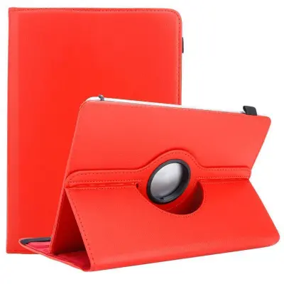 Cadorabo tablični ohišje, združljiv z ODYS v rdeči barvi - 360 stopinj Faux Leather Protective Cover z funkcijo stojala in elastičnim pasom