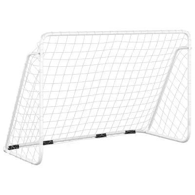 vidaXL Nogometni gol z mrežo bel 180x90x120 cm jeklo