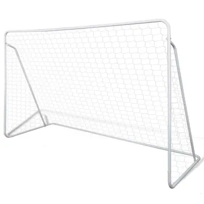 vidaXL Nogometni gol z mrežo jeklen 240x90x150 cm visokokakovosten