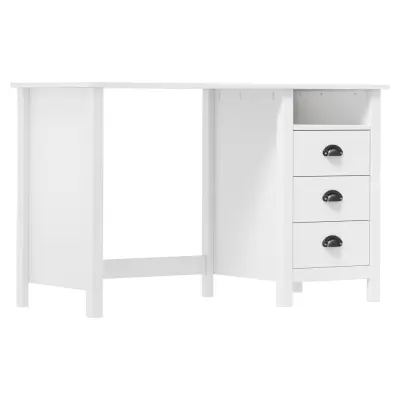 vidaXL Pisalna miza Hill s 3 predali 120x50x74 cm trdna borovina