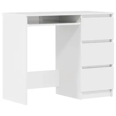 vidaXL Pisalna miza visok sijaj bela 90x45x76 cm iverna plošča