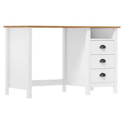 vidaXL Pisalna miza Hill s 3 predali 120x50x74 cm trdna borovina