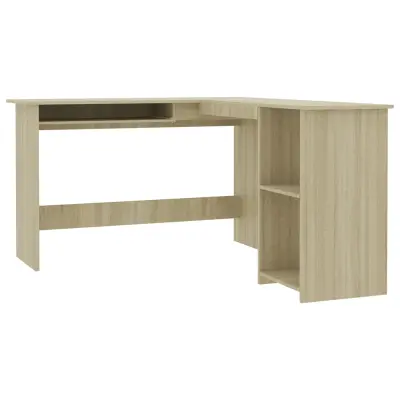 vidaXL Kotna miza L-oblike sonoma hrast 120x140x75 cm iverna plošča