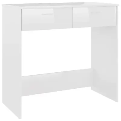 vidaXL Pisalna miza visok sijaj bela 80x40x75 cm inženirski les