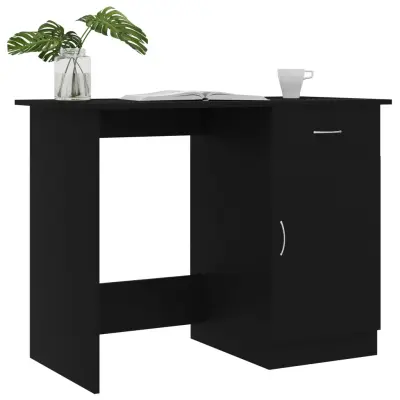 vidaXL Pisalna miza črna 100x50x76 cm iverna plošča