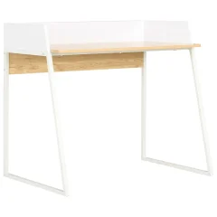 vidaXL Pisalna miza bela in barva hrasta 90x60x88 cm