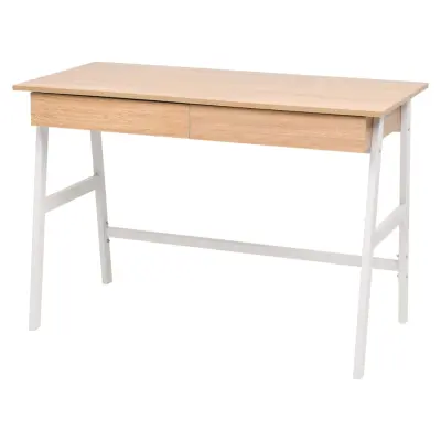 vidaXL Pisalna miza 110x55x75 cm barva hrasta in bela