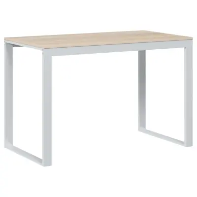 vidaXL Računalniška miza bela in hrast 110x60x73 cm iverna plošča