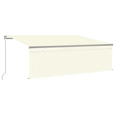 vidaXL Ročno zložljiva tenda s senčilom LED 4x3 m krem