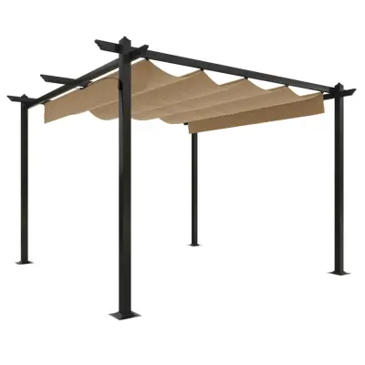vidaXL Vrtni paviljon z zložljivo streho 3x3 m taupe