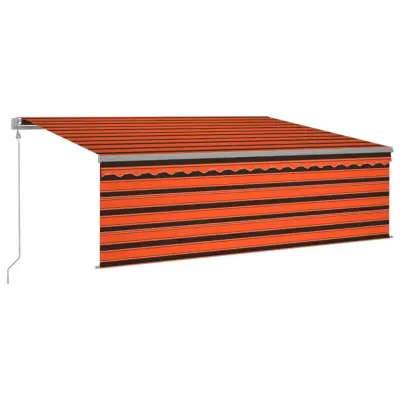 vidaXL Avtomatsko zložljiva tenda s senčilom 4x3 m oranžna in rjava