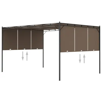 vidaXL Vrtni paviljon s stransko zaveso 4x3x2,25 m taupe