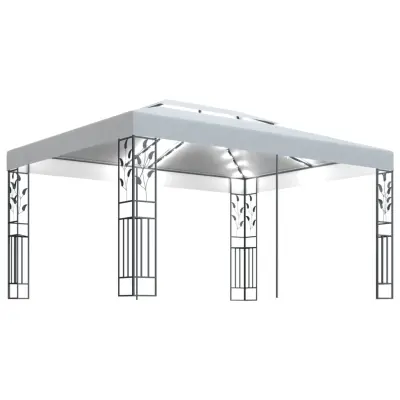 vidaXL Paviljon z dvojno streho in LED lučkami 3x4 m bel