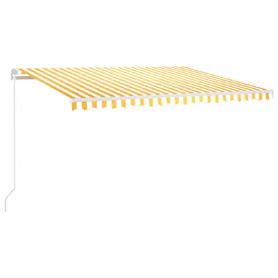 vidaXL Ročno zložljiva tenda 450x300 cm rumena in bela