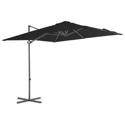 vidaXL Vrtni senčnik z jeklenim drogom črn 250x250 cm