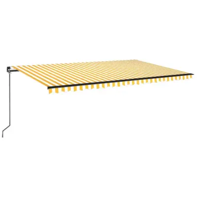 vidaXL Ročno zložljiva tenda 500x350 cm rumena in bela