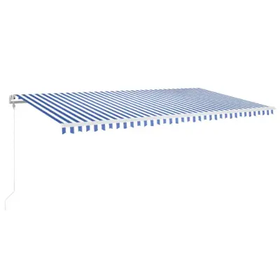 vidaXL Avtomatska tenda LED + senzor 600x350 cm modra in bela
