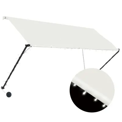 vidaXL Zložljiva tenda z LED lučmi 250x150 cm krem