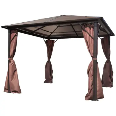 vidaXL Paviljon z zavesami rjave barve aluminij 300 x 300 cm