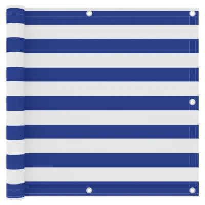 vidaXL Balkonsko platno belo in modro 90x600 cm oksford blago