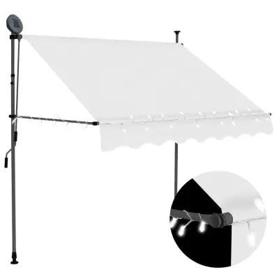 vidaXL Ročno zložljiva tenda z LED lučkami 150 cm krem