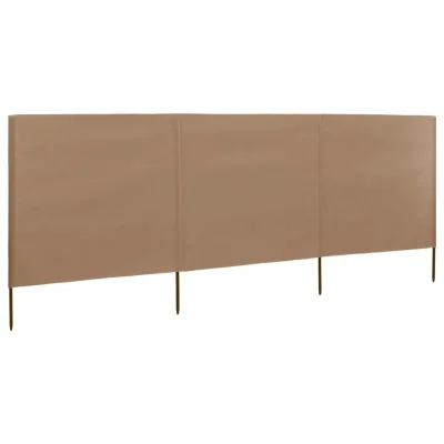 vidaXL 3-panelni vetrobran tkanina 400x120 cm taupe barve